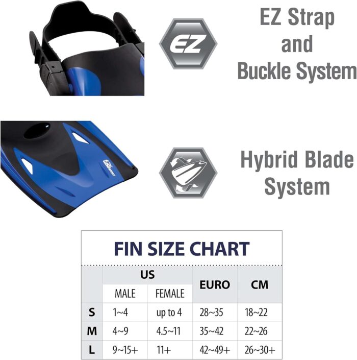 TUSA Sport Adult Black Series Visio Tri-Ex Mask, Dry Snorkel, and Fins Travel Set, - Image 4