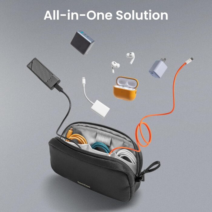 tomtoc Electronics Organizer Travel Case, Water Resistant Travel Bag Cable Organizer for Essentials, Tech Pouch Accessories Carry Storage for Cord, Phone, Cables, Airpods, USB Flash Drive, Daily Items - Image 8