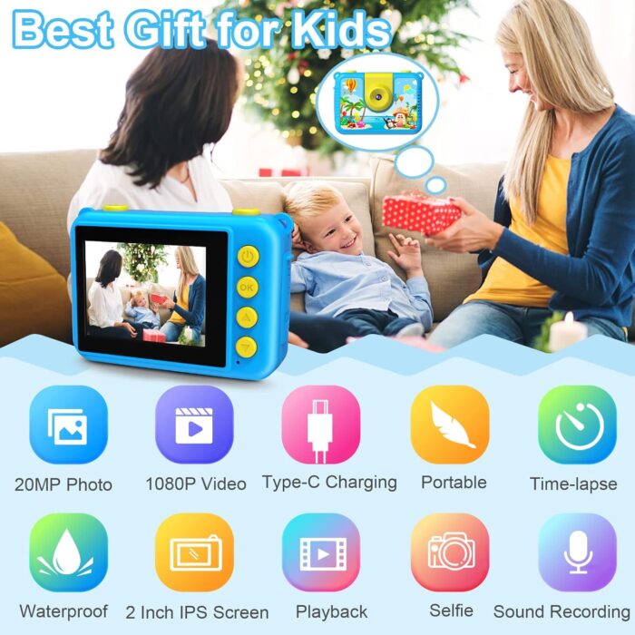 GKTZ Kids Camera - Waterproof Underwater Camera for Kids, Christmas Birthday Gifts for Boys Age 3-12, 1080P HD Children Digital Action Camera, Pool Toys for Kids Age 4-12 - Image 3