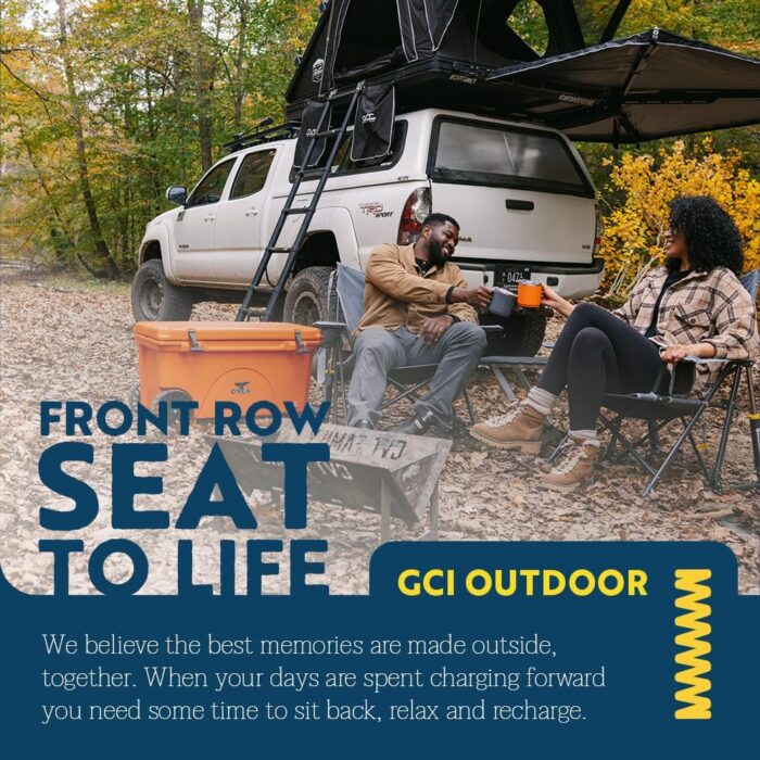 GCI OUTDOOR Kickback Rocker Camping Chair | Portable Folding Rocking Chair with Durable Armrests, Drink Holder & Relaxed Lowered Seat for Comfort — Red - Image 6
