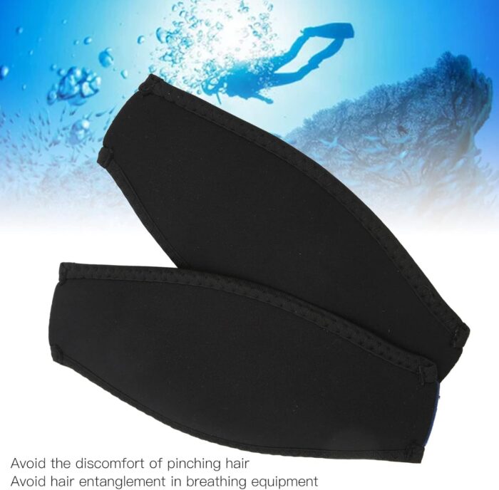 Dive Mask Strap, 2pcs Neoprene Hair Protector Wrap Stabilizing Safety Protection Black Dive Wrapping Strap Swimming Equipment for Men Women Scuba Mask Strap Cover Scuba Diving Snorkeling Accessories - Image 3