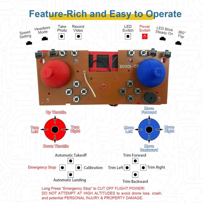 Quadrotor Drone DIY Kit: A Unique STEM Project with Brushless Motor, Optical Flow Hovering, One-Click Takeoff and Landing, and 360° Flip for DIY Enthusiasts to Learn Drone Basics - Image 5