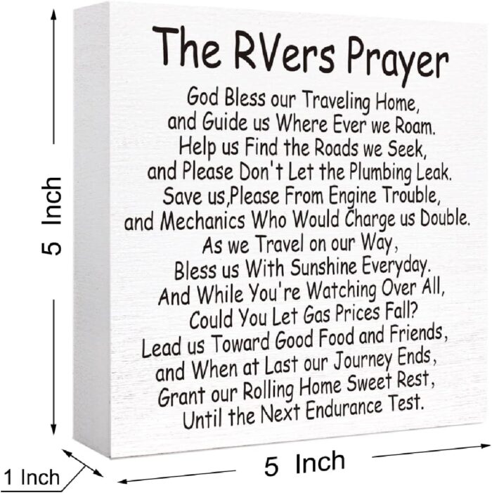The RV Prayer Sign Wood Block,Funny Camping Decor for Camper,RV Accessories for Inside Travel Trailers,Camping Gifts for Camper, 5"L x 5"W x 1"H - Image 2