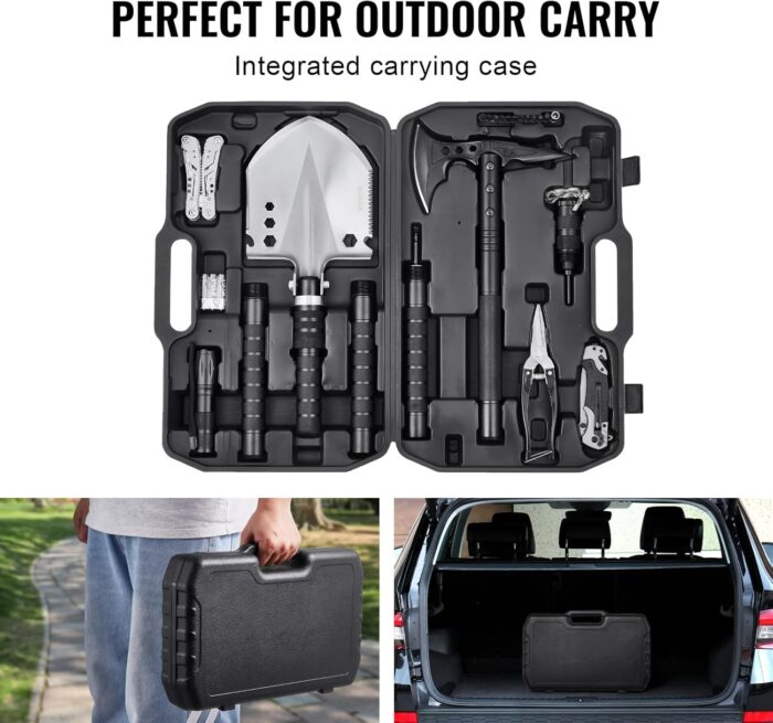 VEVOR Survival Shovel Survival Axe, 28-in-1 Camping Folding Shovels with Hatchet, Stainless Steel Tactical Shovel Hatchet Combo, Multifunctional Emergency Survival Gear Equipment for Camping Hiking - Image 6