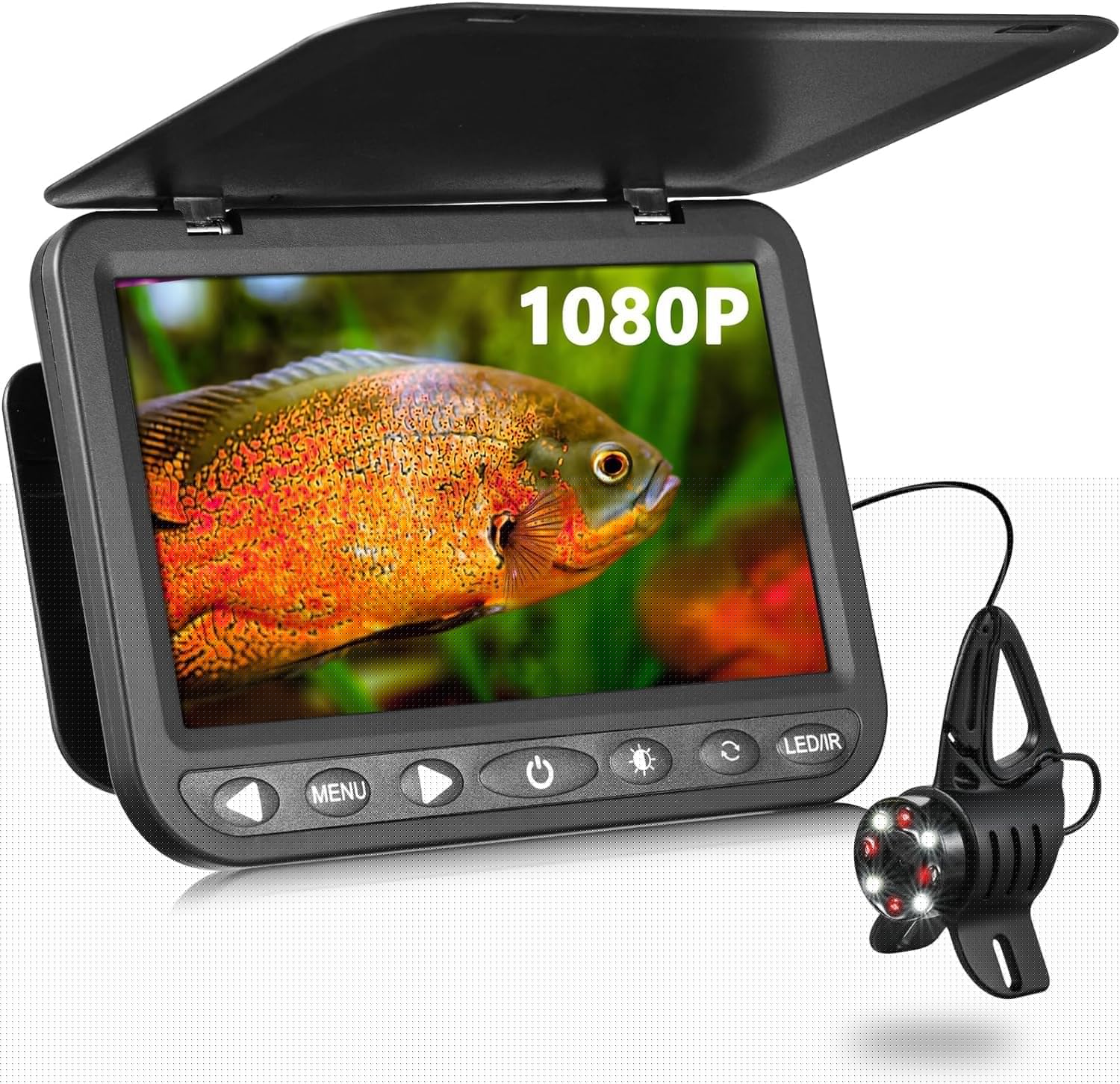 FishPRO 7'' Underwater Fishing Camera HD 1080P- MOQCQGR (No Need Learn) Ice Fishing Camera Underwater w/ 10,000mAh Li-Battery, Mag-Attached Ice Fishing Fish Finder for Ice Lake Boat Kayak Fishing