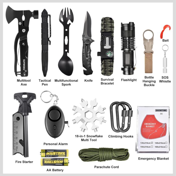 Gifts for Men Dad Husband Fathers Day, Survival Gear and Equipment kit 21 in 1, Professional Cool Gadgets Stuff Tactical Tool, Gift Ideas for Him Son Daughter Emergency Hunting Outdoors Camping Hiking - Image 2
