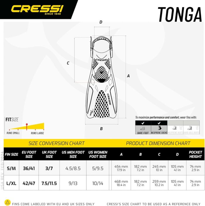 Cressi Adult Adjustable Snorkeling Fins with Ultra Resistant Buckles, Very Light, Ideal for Traveling - Tonga: Designed in Italy - Image 5