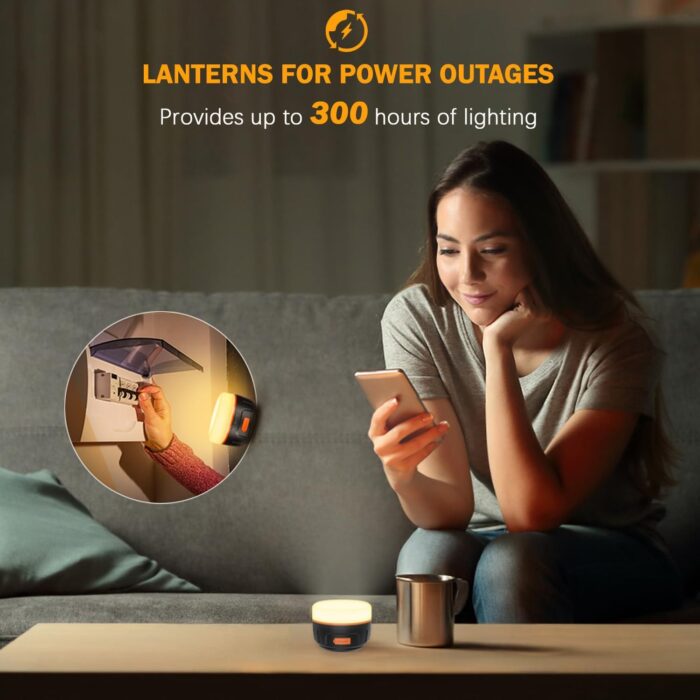 Rechargeable LED Camping Lantern 1000LM, 300H Runtime, 6400mAh, IPX5 Waterproof Tent Light for Camping, Hiking, Power Outages, Home, Emergency Use - Standard Edition,Orange - Image 2