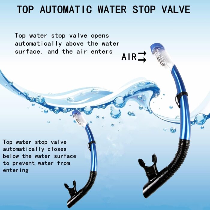 Dry Snorkel Easy Breath Diving Snorkel for Snorkeling Scuba Diving Swimming with Top Dry Valve and Food Grade Silicone Mouthpiece for Adult Youth - Image 4