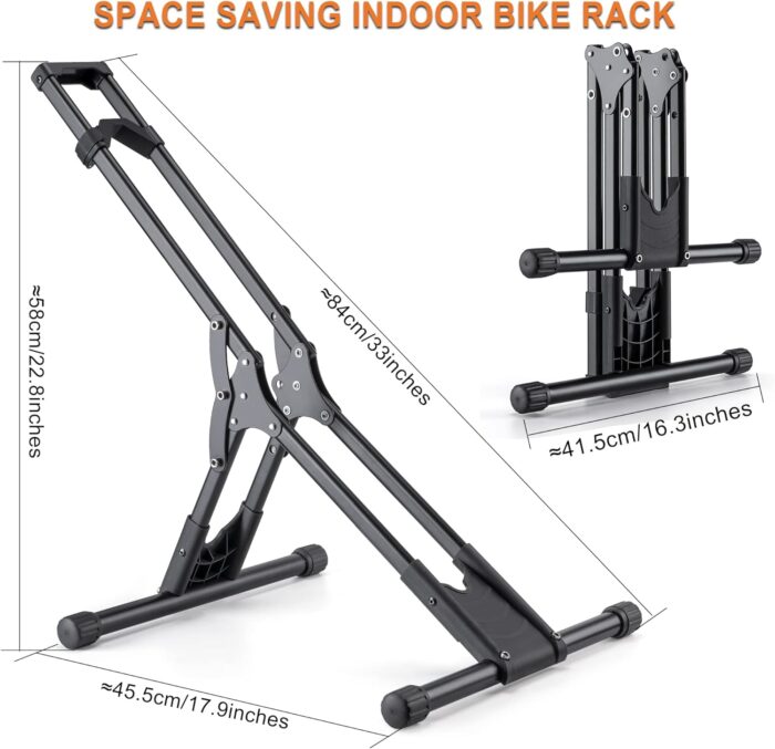 Bike Floor Stand Rack- Indoor Bike Stand for Garage/Home - Bike Storage Bicycle Parking Rack Fit 20”-29” Mountain Road Bikes (1 Bike Rack) - Image 5