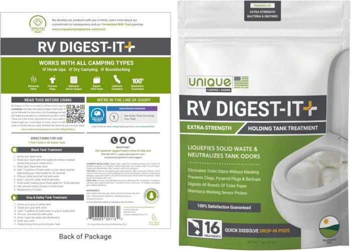 Unique RV Digest-It+ Extra-Strength RV Toilet Treatment Pod - Liquifies Waste and All Brands of Toilet Paper - Eliminates Odors at the Source (16 Pods) - Image 2