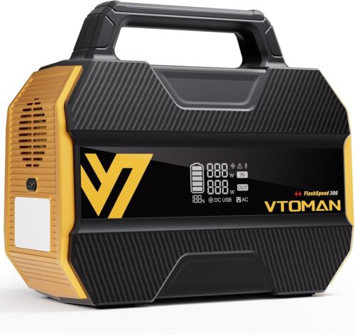 VTOMAN FlashSpeed 300 Portable Power Station 70000mAh, Only 7.4lbs with 7 Outlets, LiFePO4 Generator, 12V/24V DC Input Adapt RV/Van, PD 100W Type-C for Power Outage, Camping