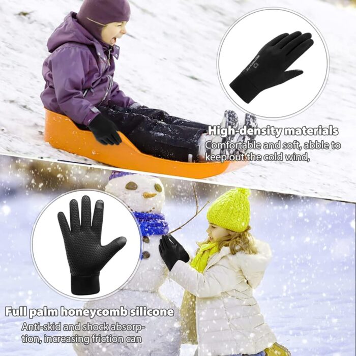 Kids Winter Thermal Cycling Gloves Boys Girls Flexible Grip Touchscreen Cycling Bike Gloves for Children Running Ski Anti-Slip Mitts - Image 3