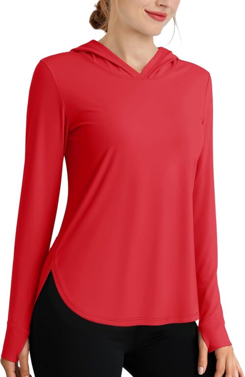 Womens Sun Protection Hoodies UPF 80+ UV Shirts Long Sleeve Lightweight Hiking Fishing Workout Tops