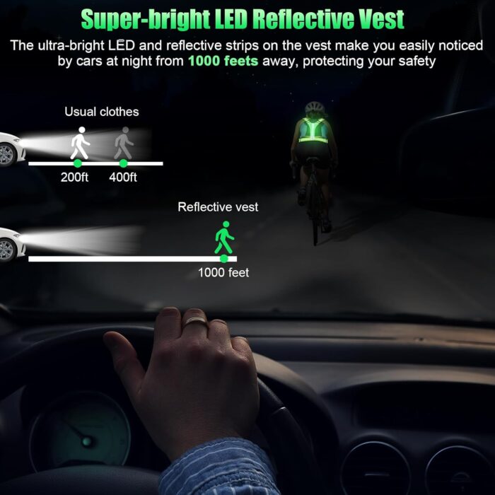 LED Reflective Vest Running Gear, 5 Colors Lights Up Running Vest Rechargeable for Night Walking Running Cycling Jogging, Adjustable Size for Men Women Kids - Image 2