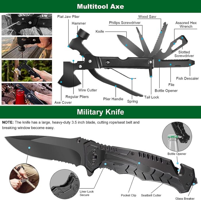 Survival Kit and First Aid Kit, 142Pcs Professional Survival Gear and Equipment with Molle Pouch, for Men Dad Husband Who Likes Camping Outdoor Adventure… - Image 3