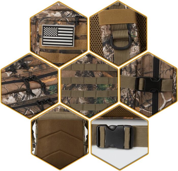 QT&QY 45L Military Tactical Backpacks Molle Army Assault Pack 3 Day Bug Out Bag Hiking Treeking Rucksack… - Image 6