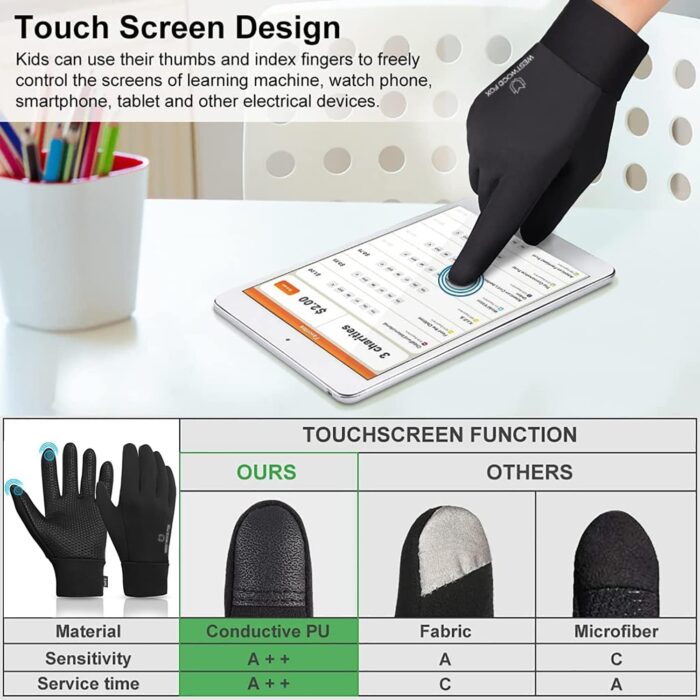 Kids Winter Thermal Cycling Gloves Boys Girls Flexible Grip Touchscreen Cycling Bike Gloves for Children Running Ski Anti-Slip Mitts - Image 6