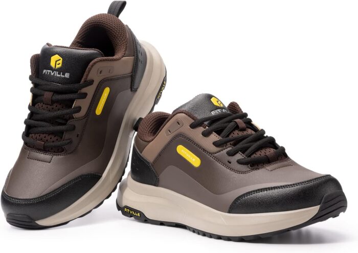 FitVille Men's Extra Wide Hiking Shoes Outdoor Walking Shoes Low-top Waterproof Work Shoes Soft Toe with Arch Support for Heel Pain Relief - Rugged Core - Image 5