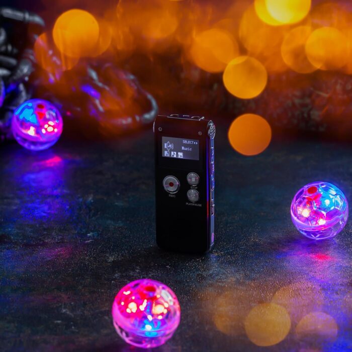 Dunzy 5 Pcs Ghost Hunting Kit Includes Digital Voice Recorders with 4 LED Cat Balls Motion Activated Cat Ball Toy Voice Activated Recorder with Playback for Pet Dog Animals(Black) - Image 6