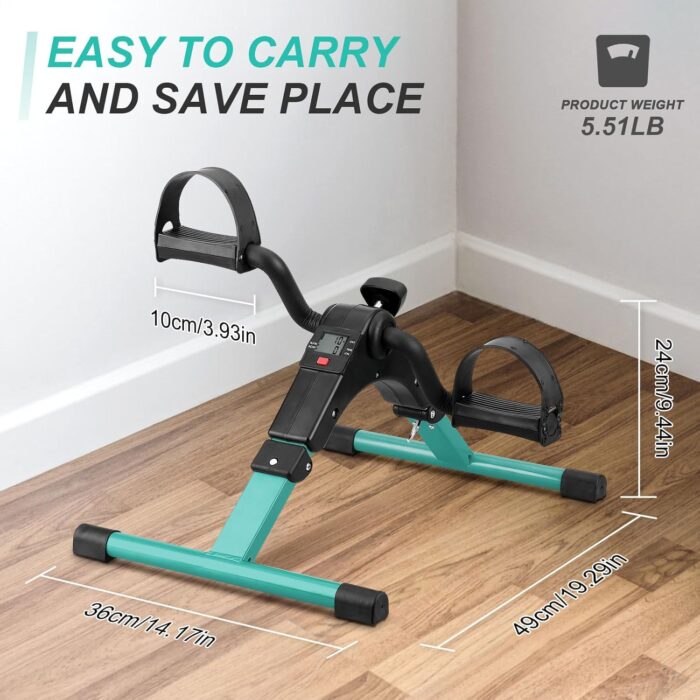 Uten Folding Pedal Exerciser, Under Desk Bike Pedal Exerciser, Mini Under Desk Exercise Bike Foot Hand Cycle Portable, Arm and Leg Exercise Peddler Machine with LCD Monitor - Image 5