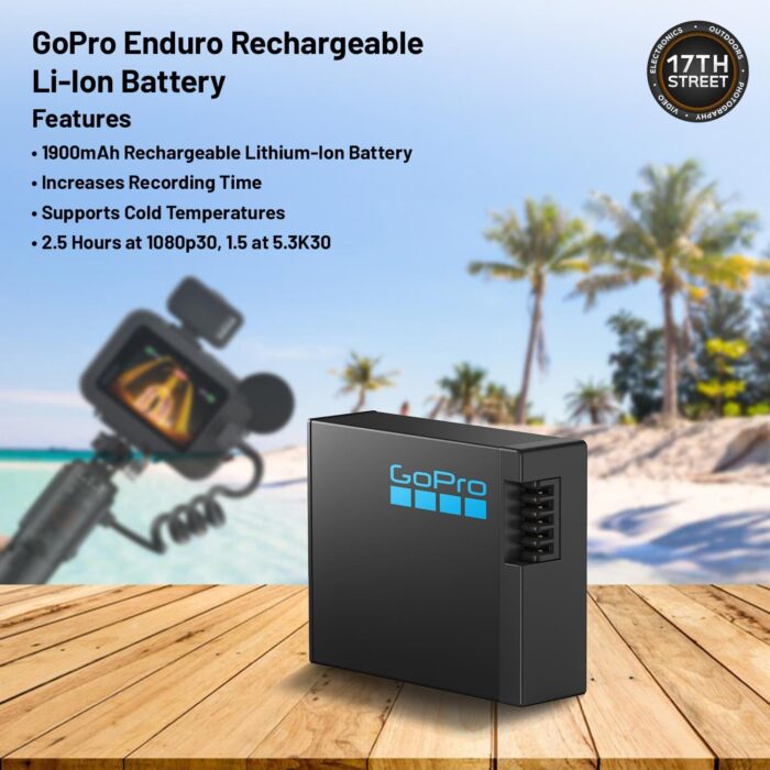 GoPro HERO13 Black Waterproof Action Camera | 27MP, 5.3K60 Ultra HD Video, Supports HB-Series Lenses with Extra Enduro 1900mAh Li-Ion Battery & 128GB Extreme microSDXC Memory Card Bundle Set - Image 4