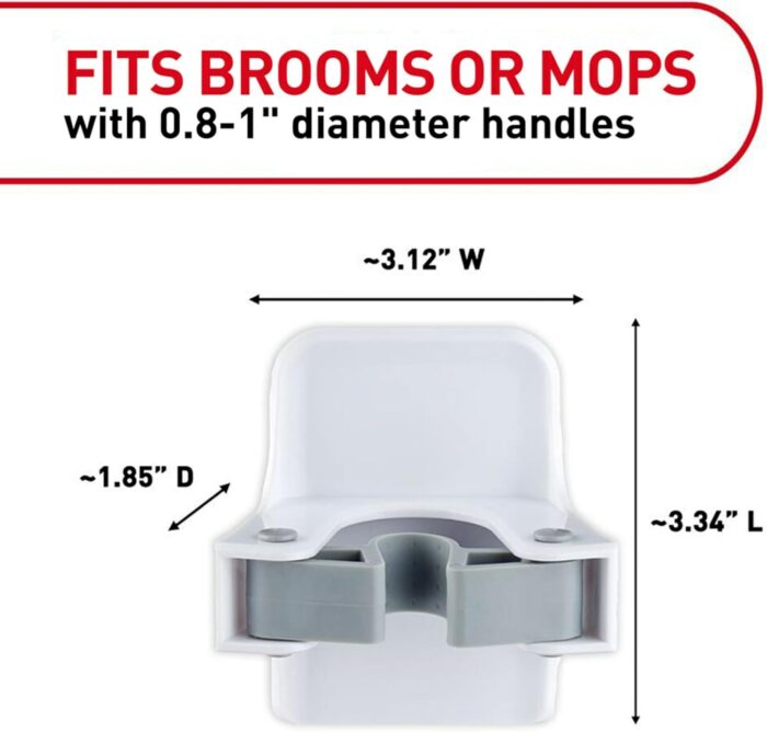 Command Broom and Mop Grippers, 2 Hangers and 4 Command Strips, Damage Free Hanging Wall Mount Broom and Mop Holder, Household Cleaning Organizer for Organization and Storage, Holds up to 4 lb - Image 2