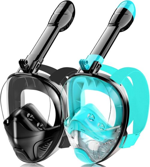 Full Face Snorkel Mask for Adults Teen, Snorkeling Gear with Detachable Camera Mount,Panoramic 180° View, Anti-Fog Anti-Leak Snorkling Set for Man and Women