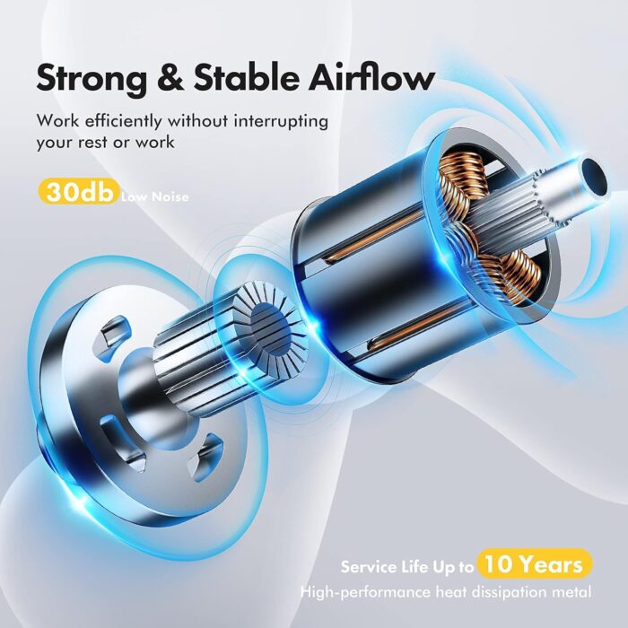 Camping Fan with LED Lantern, 36 Hours 9 Inch Portable Rechargeable Battery Powered Fan with Stepless Speed and Quiet Battery Operated for Picnic, Barbecue, Fishing, Travel, Home, Tent - Image 3