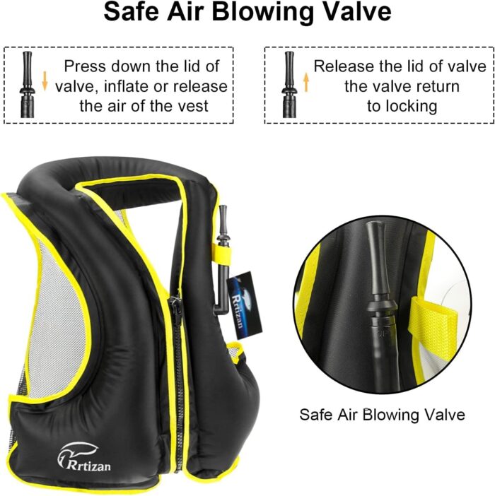 Rrtizan Inflatable Snorkel Vest for Adult, Travel Snorkeling Vest for Swimming, Snorkeling, Paddleboarding, Swim Vest Adult Suitable for 90-220lbs - Image 4
