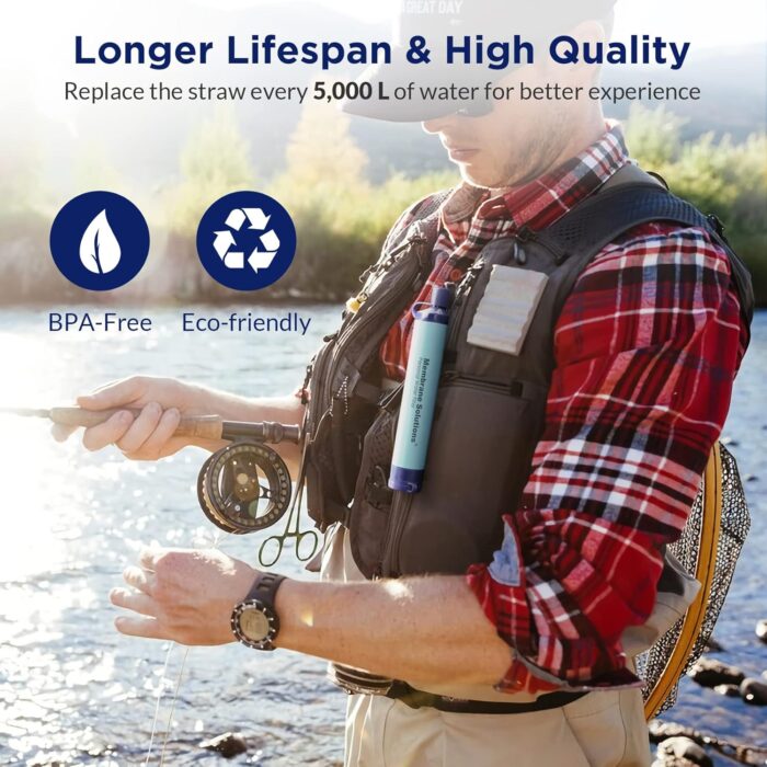 Membrane Solutions Straw Water Filter S1, NSF/ANSI 42&372&401 certificated, Survival Filtration Portable Gear, Emergency Preparedness, Supply for Drinking Hiking Camping Team Family Outing - Image 6