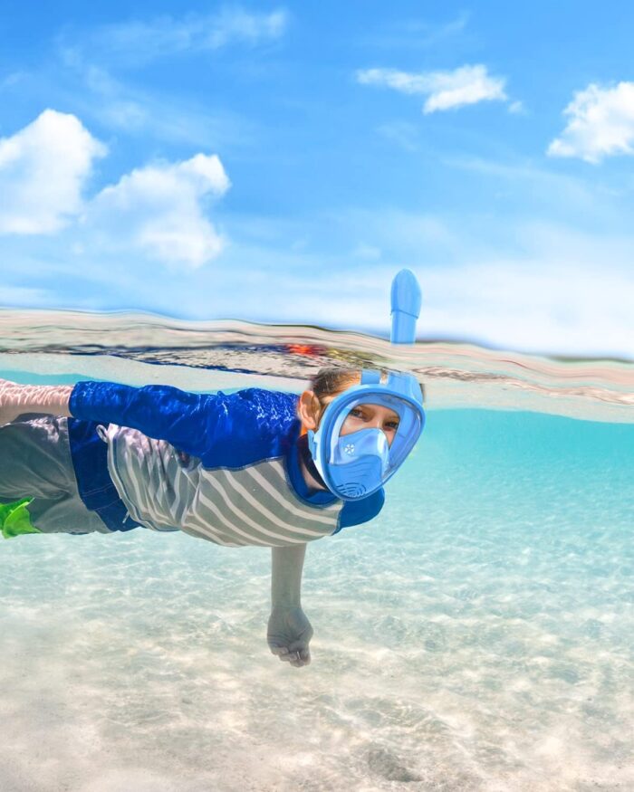 QingSong Kids Snorkel Mask Full Face, Snorkeling Set with Camera Mount, Foldable 180 Degree Panoramic View Snorkeling Gear Anti-Fog Anti-Leak - Image 2
