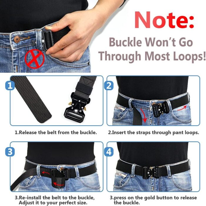 DOOPAI Tactical Belt for Men, 3Pack Military Nylon Web with Heavy Duty Quick Release Metal Buckle - Image 5