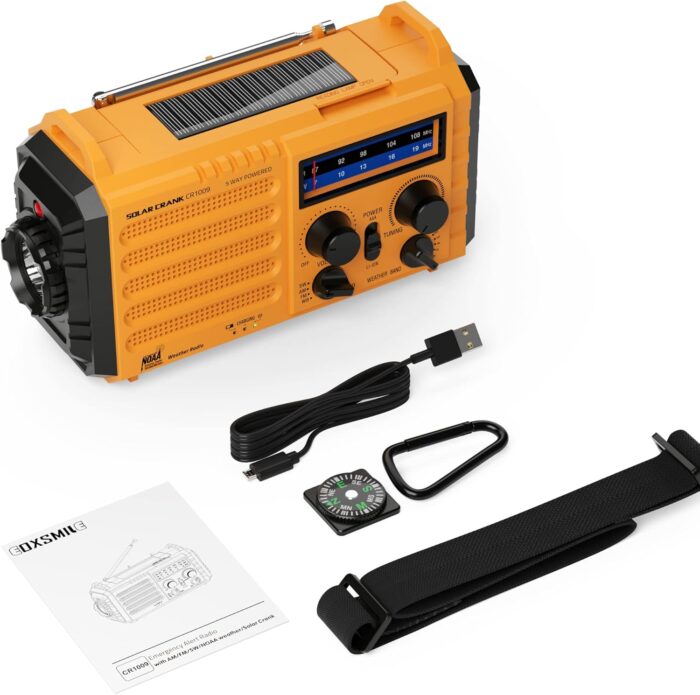 Emergency Radio with NOAA Weather Alert, Portable Solar Hand Crank AM/FM Radio for Survival,Rechargeable Battery Powered Radio,USB Charger,Flashlight,Reading Lamp,for Home Outdoor - Image 7