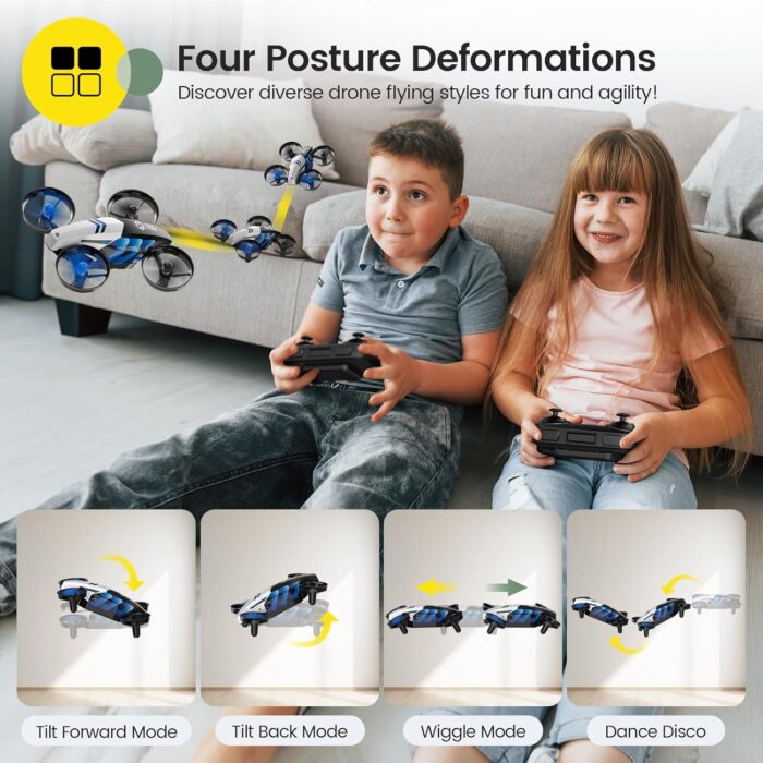 Holy Stone HS210T Drones for Kids, 2 IN1 MINI Indoor Drone with Land & Fly Mode, Four Posture Deformations RC Quadcopter with 3D Flip, Auto Hovering, Christmas Birthday Toy Gift for Boys and Girls - Image 3