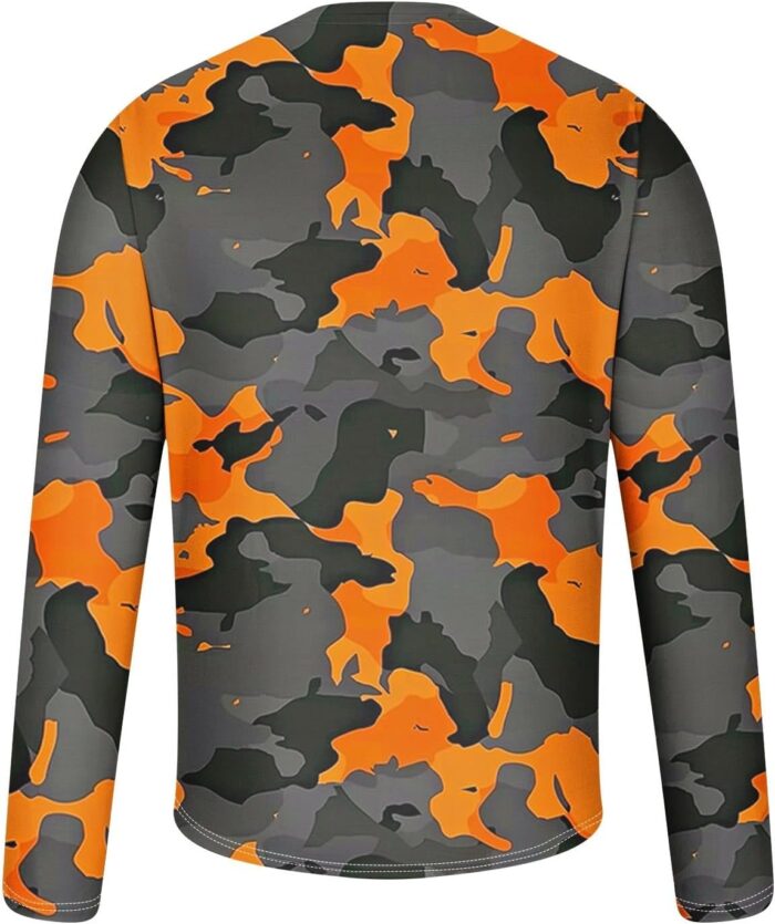 Long Sleeve Shirts for Men Camouflage Print Casual Stylish Workout Crewneck Cotton Sweatshirts Loose Fit Pullover Tees - Image 3
