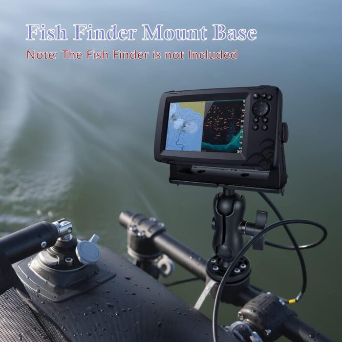Fish Finder Mount Base, Universal 360° Rotation Ball-Mount Fish Finder Bracket, Nylon & Stainless Steel Electronic Fish Finder Holder for Marine Boat Kayak Pontoon Canoe Helix Garmin, 4*Srews, 4*Nuts - Image 2
