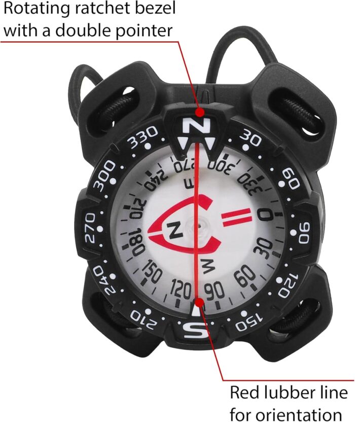 Bungee Mount Compass - Glow in the Dark, Waterproof Dive Compass for Scuba, Kayak - Diving Accessories - Image 3