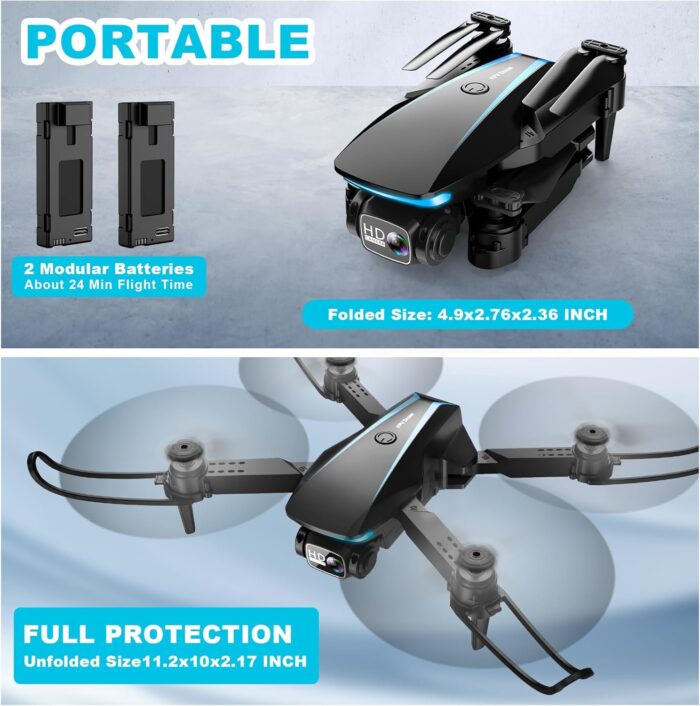 Drone with Camera - Drones for Adults, with 2 Batteries, Carrying Case, Propellers, 1080P HD Foldable Drone with Stable Hover, Trajectory Flight, Gravity Control, One Key Take Off/Land, 3D Flip - Image 7
