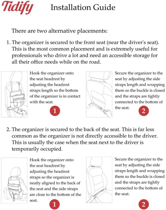 Tidify Car Front Seat Organizer [2023 UPDATED] with Dedicated Tablet and Laptop Storage Stabilizing Side Straps Soft Adjustable Shoulder Strap and Hardened Buckles Your Office Away from Office - Image 7