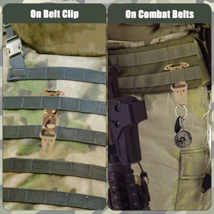 T-Mount Belt Clip, Webbing Belt Clip Clash Snap Hook Duty Belt Key Holder Buckle Holder Belt Clip Strap Belt Keeper Adapter Hanging Carabiner Battle Belt Gear Accessories for Molle Backpack - Image 6