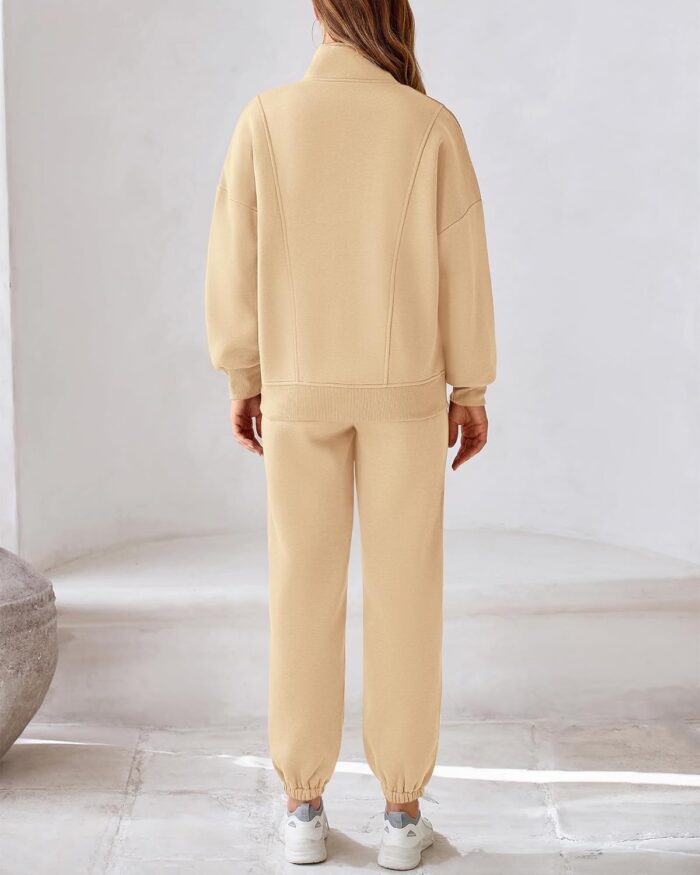 BTFBM Womens Sweatsuits 2 Piece Set 2025 Fleece Long Sleeve Zip Up Sweatshirt Sweatpants Winter Fall Outfits Jogger Sets - Image 5