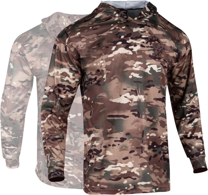 3pcs Men's Hunting Camo Shirts,Camouflage Long Sleeve Hooded Shirts for Men Lightweight Fishing Hiking Camping - Image 5