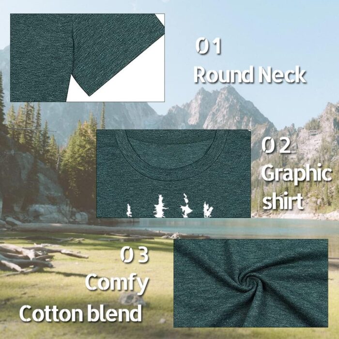 Funny Graphic Women Skinny Pine Tree Shirt Summer Hiking Camping Athletic Tees Nature Casual Comfy Clothes - Image 5