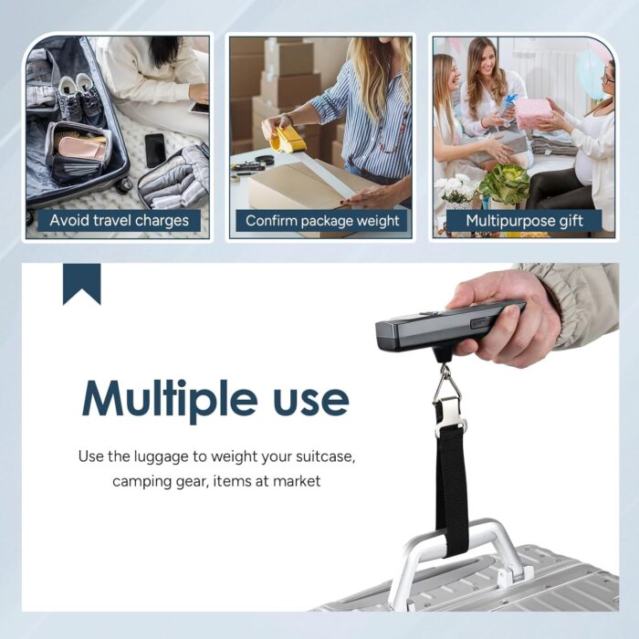 travel inspira Luggage Scale Battery-Free, Travel Essentials, Portable Handheld Suitcase Weight Scale for for Travel Accessories, 110lbs/50kg - Image 6