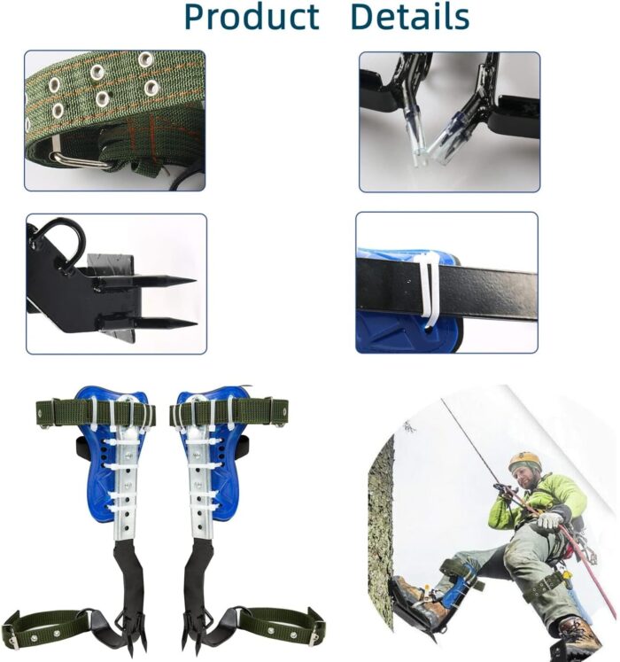 Tree Climbing Spikes, Adjustable 304 Stainless Steel Tree Pole Climbing Shoes Tool with Non Slip Pedal for Logging, Hunting Observation, Fruit Picking - Image 3