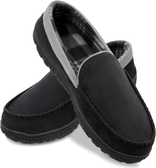 shoeslocker Mens Slippers Microsuede Moccasin Memory Foam House Shoes