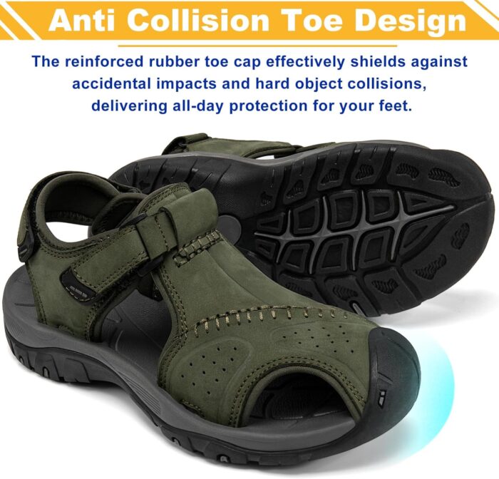 Men's Sport Sandals Closed Toe Leather Hiking Athletic Walking Outdoor Beach Trail River Fishing Water Shoes Lightweight Comfortable Waterproof - Image 5