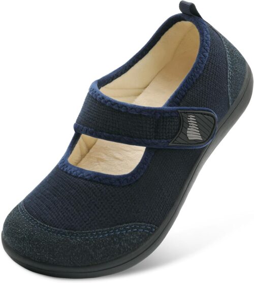 BARERUN Womens Slippers Wide Diabetic Shoes for Women Adjustable House Slippers Swollen Bunions Neuropathy House Shoes Stable Non Slip Barefoot Walking Shoes Indoor Outdoor