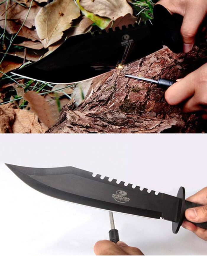 Mossy Oak Survival Hunting Knife with Sheath, 15-inch Fixed Blade Tactical Bowie Knife with Sharpener & Fire Starter for Camping, Outdoor, Bushcraft - Image 3